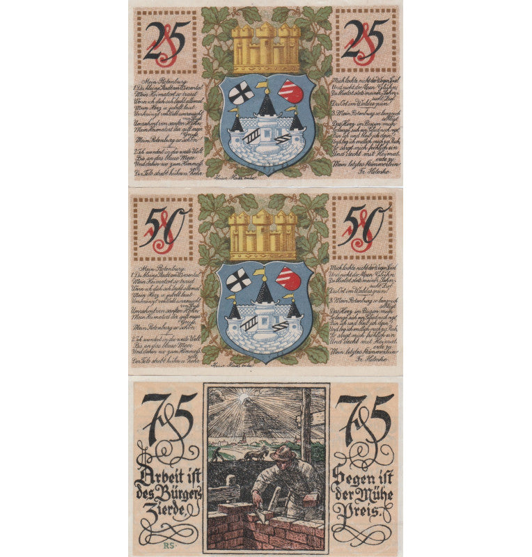 Rotenburg set de 3 Notgelds
